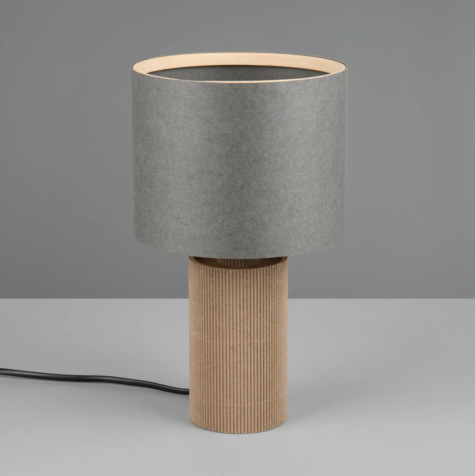 Lámpara de mesa Canio, altura 29 cm, gris/marrón, cartón, 1 x E14