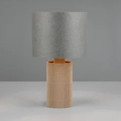 Lámpara de mesa Canio, altura 29 cm, gris/marrón, cartón, 1 x E14