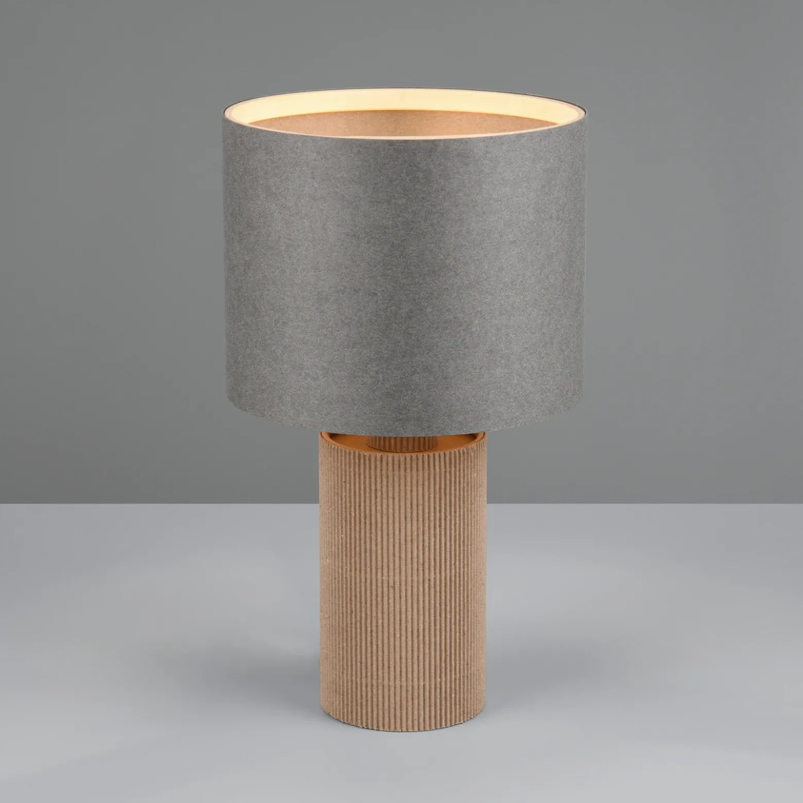 Lámpara de mesa Canio, altura 29 cm, gris/marrón, cartón, 1 x E14