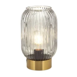 Lámpara de mesa Carneval, gris humo, cristal, altura 23,5 cm, E27