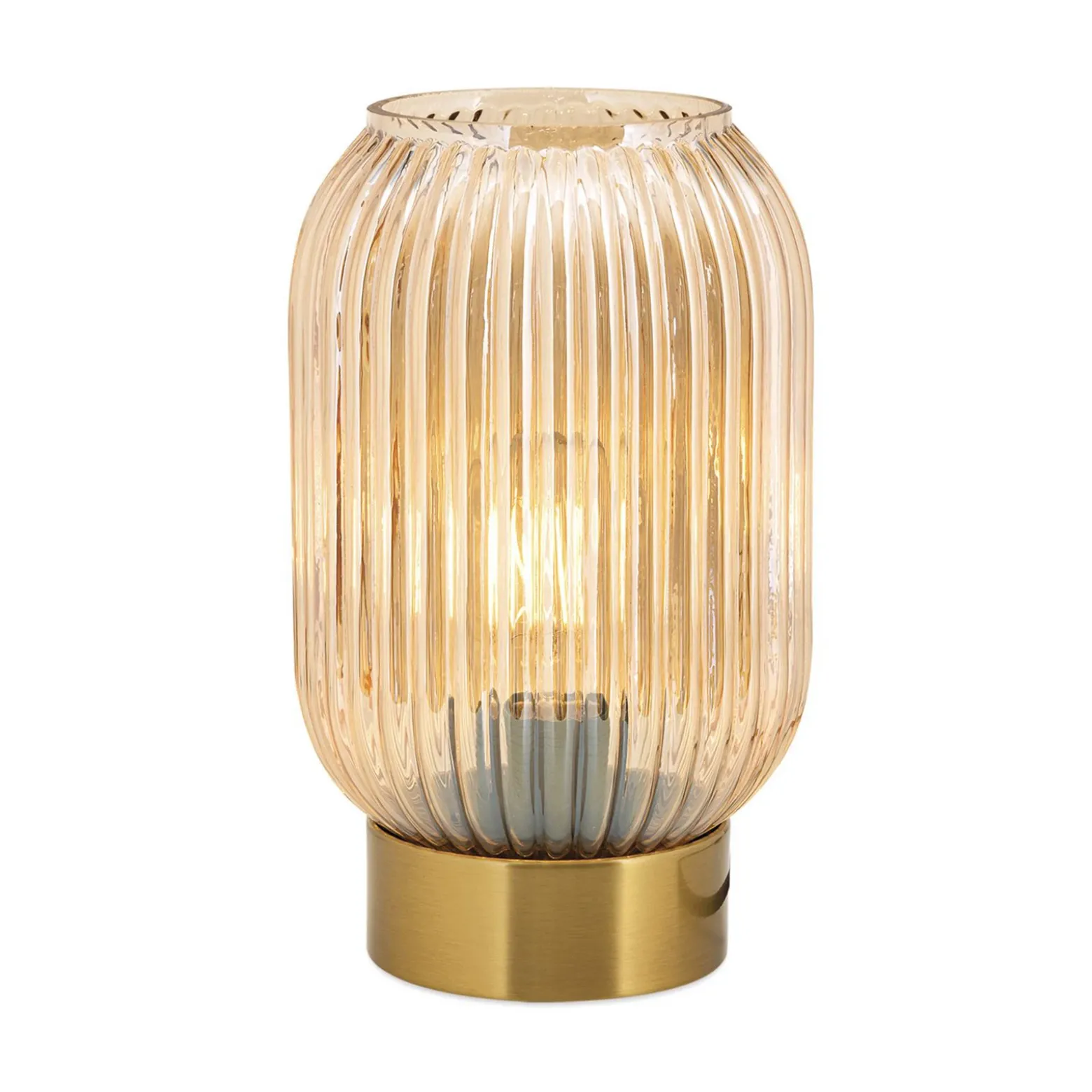 Lámpara de mesa Carneval, ámbar, cristal, altura 23,5 cm, E27