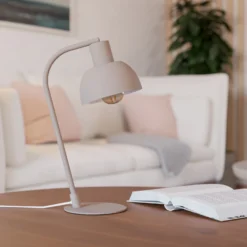 Lámpara de mesa Cazalilla, beige arena, metal, E27, altura 41,3 cm