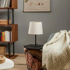 Lámpara de mesa Chicago con pantalla de lino