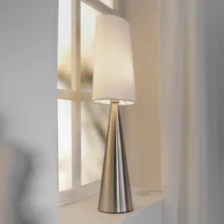 Lámpara de mesa Conus con pantalla WHITE, níquel