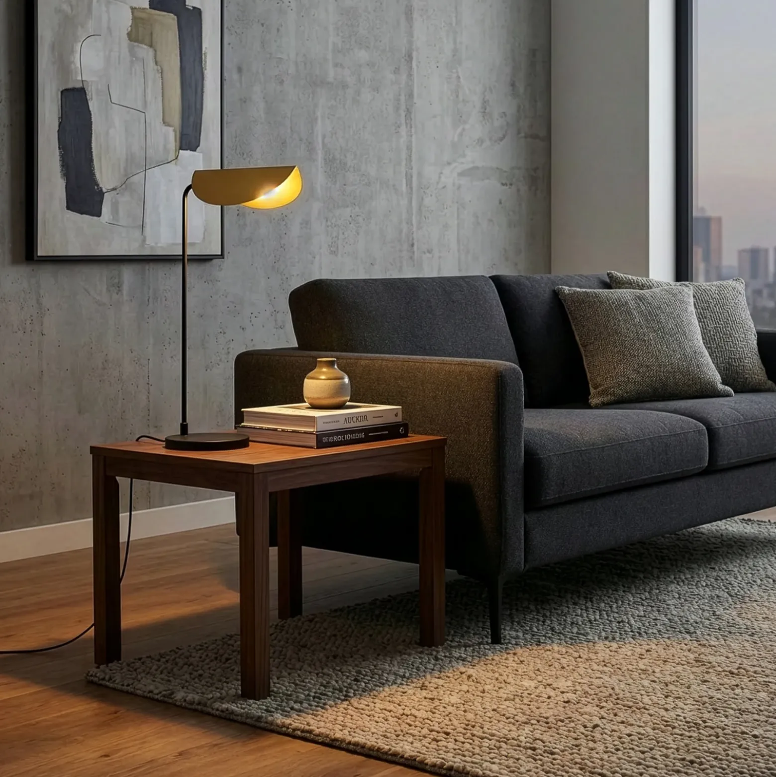 Lámpara de mesa Corner, negro/dorado, altura 57 cm, E14