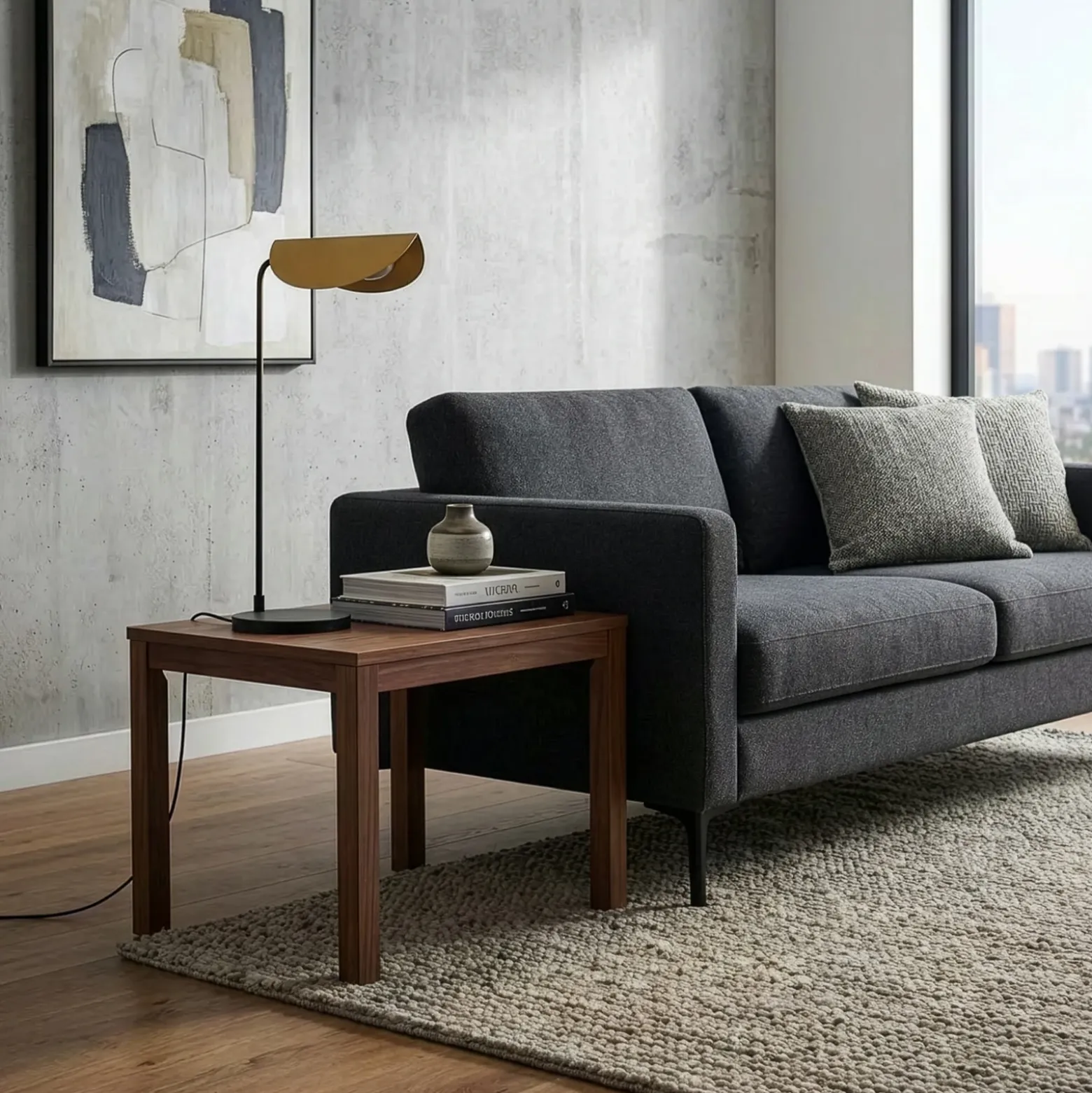 Lámpara de mesa Corner, negro/dorado, altura 57 cm, E14