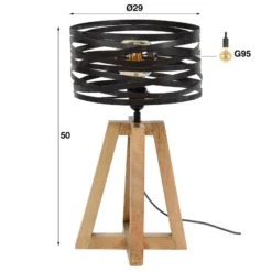 Lámpara de mesa Crossround con base de trípode de madera