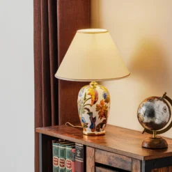 Lámpara de mesa Damasco, oro 24 quilates, Ø 30 cm