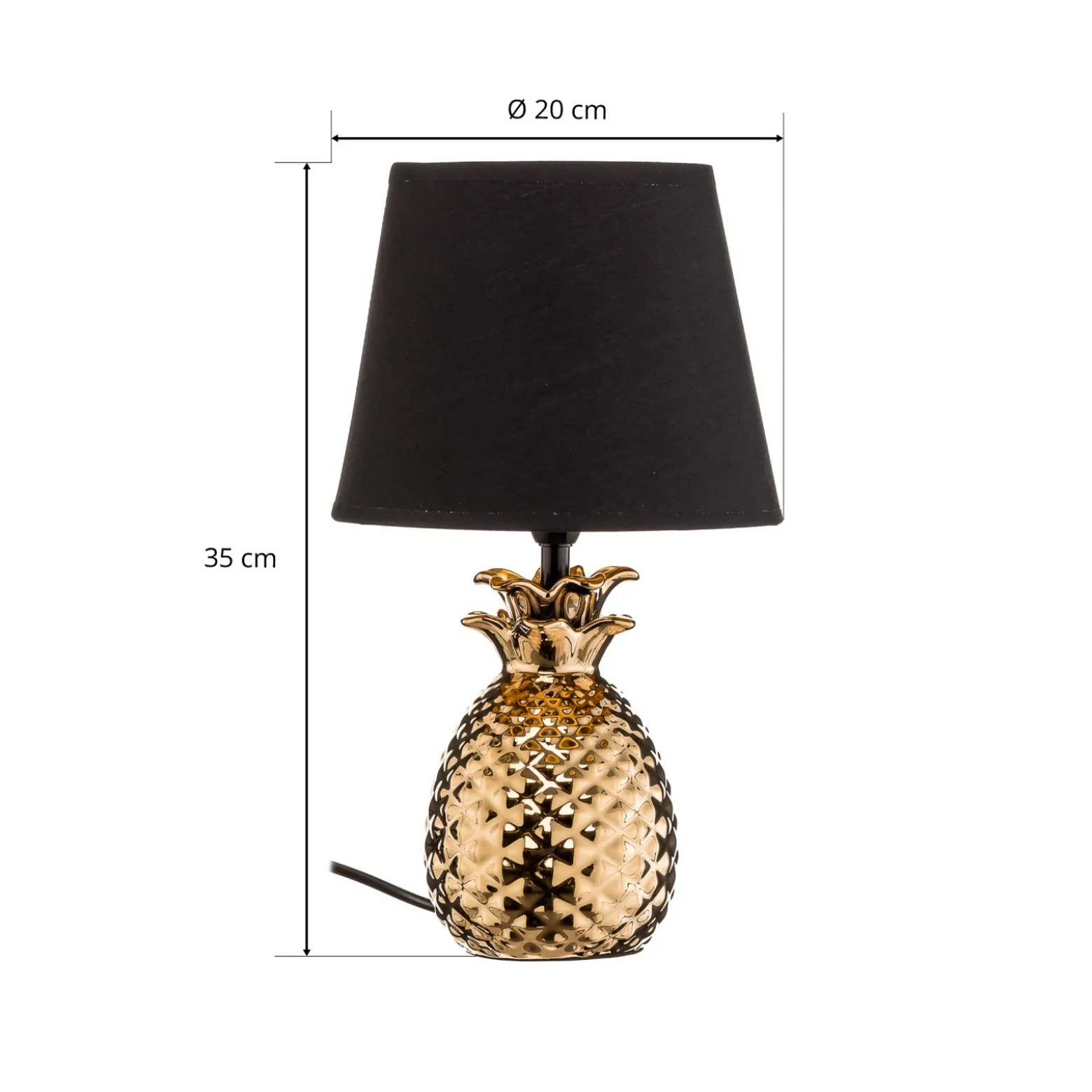 Lámpara de mesa de cerámica Pineapple dorado-negro