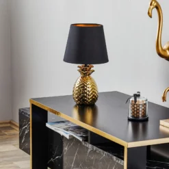 Lámpara de mesa de cerámica Pineapple dorado-negro