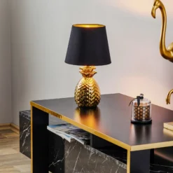 Lámpara de mesa de cerámica Pineapple dorado-negro