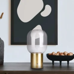 Lámpara de mesa decorativa Albero batería, pie oro