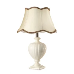 Lámpara de mesa Desy, cerámica, color crema, altura 60 cm, E27
