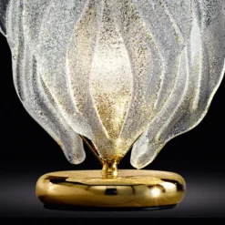 Lámpara de mesa de vidrio Foglie de vidrio Murano