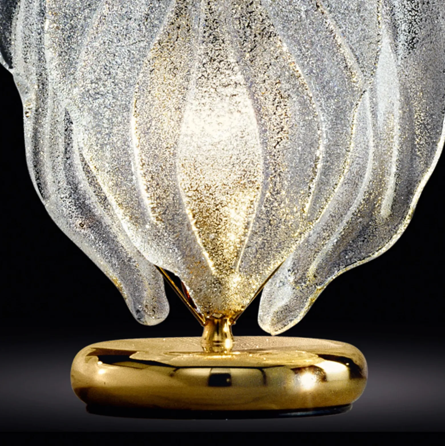 Lámpara de mesa de vidrio Foglie de vidrio Murano