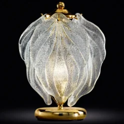 Lámpara de mesa de vidrio Foglie de vidrio Murano
