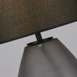 Lámpara de mesa Devon, negro/gris humo Altura 44,5 cm textil/vidrio