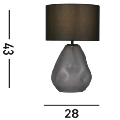 Lámpara de mesa Devon, negro/gris humo Altura 44,5 cm textil/vidrio