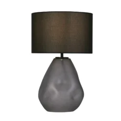 Lámpara de mesa Devon, negro/gris humo Altura 44,5 cm textil/vidrio