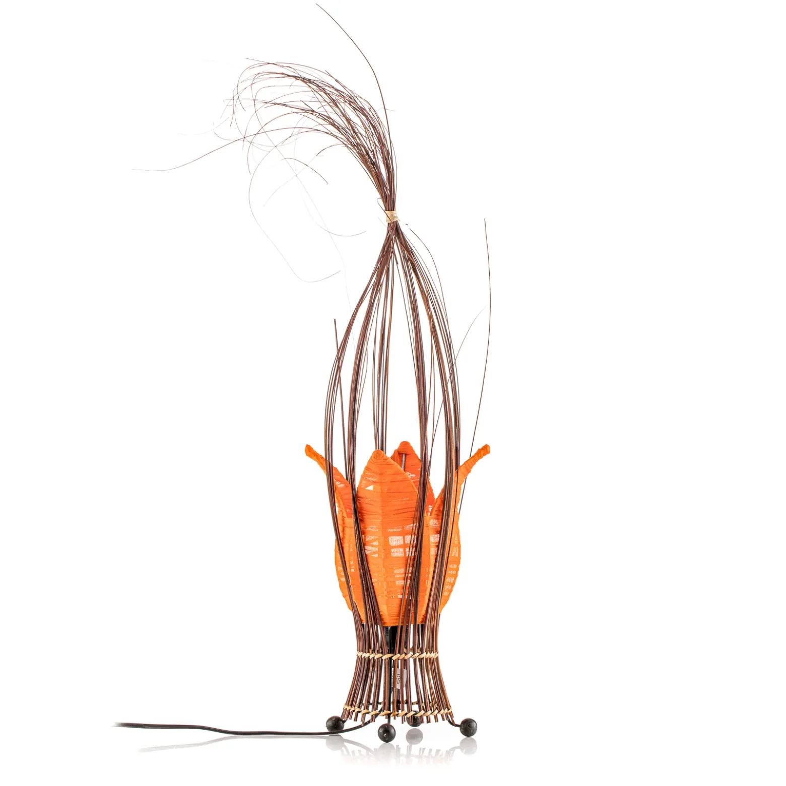 Lámpara de mesa Elena con pantalla textil, naranja