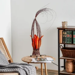 Lámpara de mesa Elena con pantalla textil, naranja