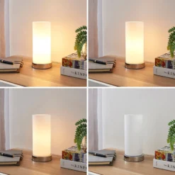 Lámpara de mesa Elianna de Lindby, blanca, cristal, 24 cm, atenuable, E14