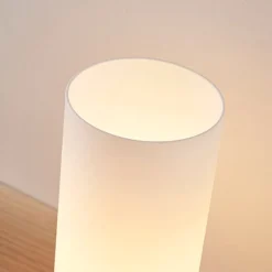 Lámpara de mesa Elianna de Lindby, blanca, cristal, 24 cm, atenuable, E14