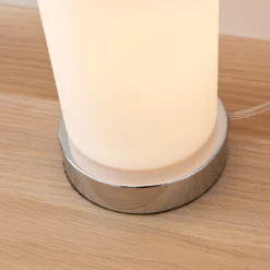 Lámpara de mesa Elianna de Lindby, blanca, cristal, 24 cm, atenuable, E14