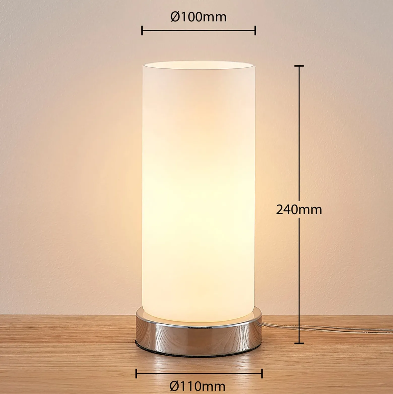 Lámpara de mesa Elianna de Lindby, blanca, cristal, 24 cm, atenuable, E14