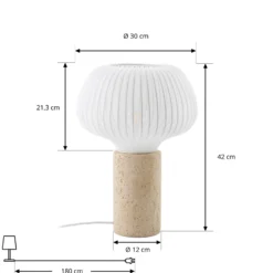 Lámpara de mesa Eloise de Lucande, 42 cm, blanca, tejido/hormigón, E27