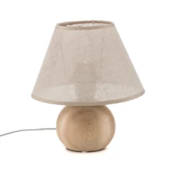 Lámpara de mesa Envostar Gill, madera natural/pantalla beige