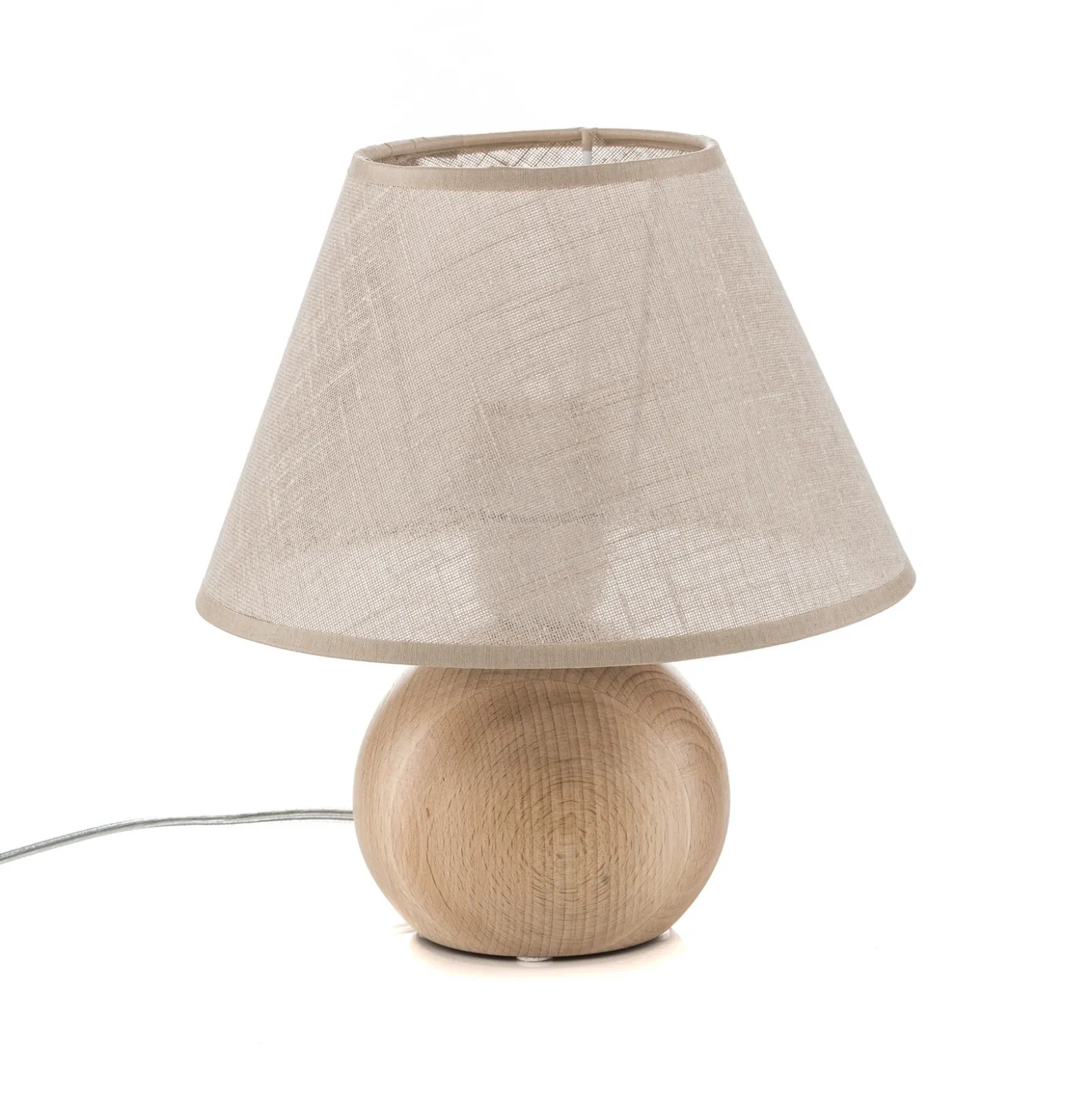 Lámpara de mesa Envostar Gill, madera natural/pantalla beige