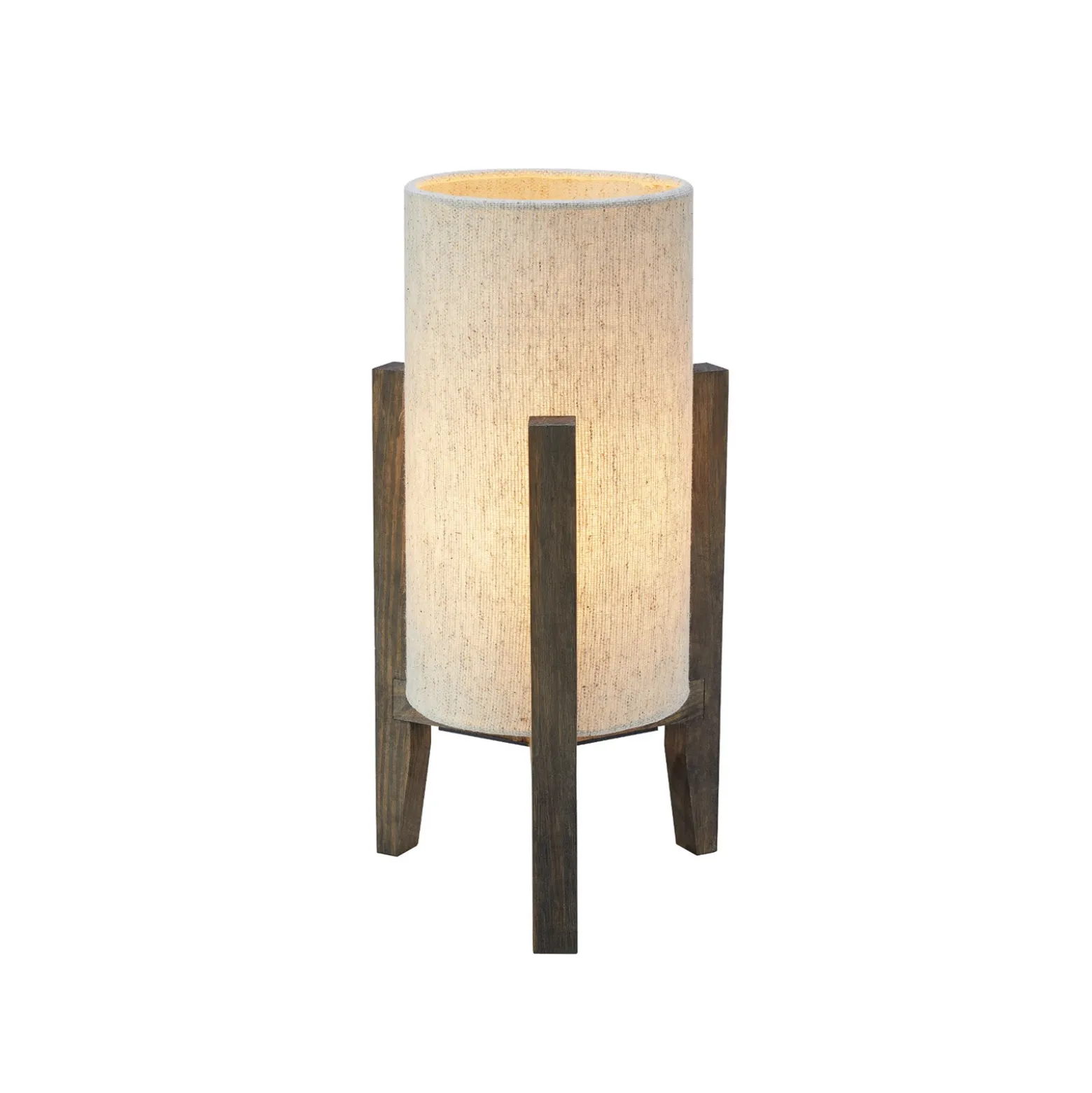 Lámpara de mesa Eruca, altura 34 cm, marrón/beige, madera/lino
