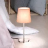 Lámpara de mesa Eve pantalla de lino níquel/rosa