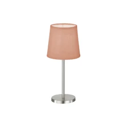 Lámpara de mesa Eve pantalla de lino níquel/rosa
