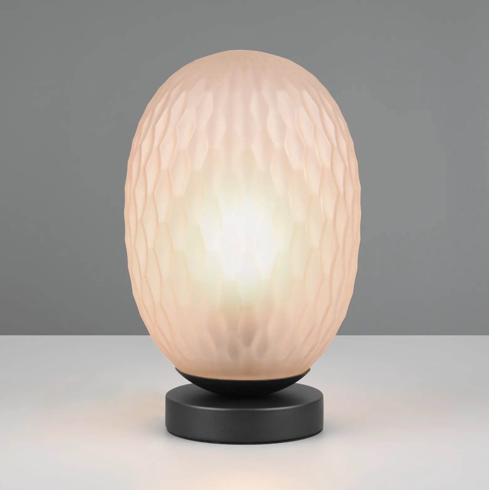Lámpara de mesa Facette, ámbar, altura 29 cm, cristal, E27