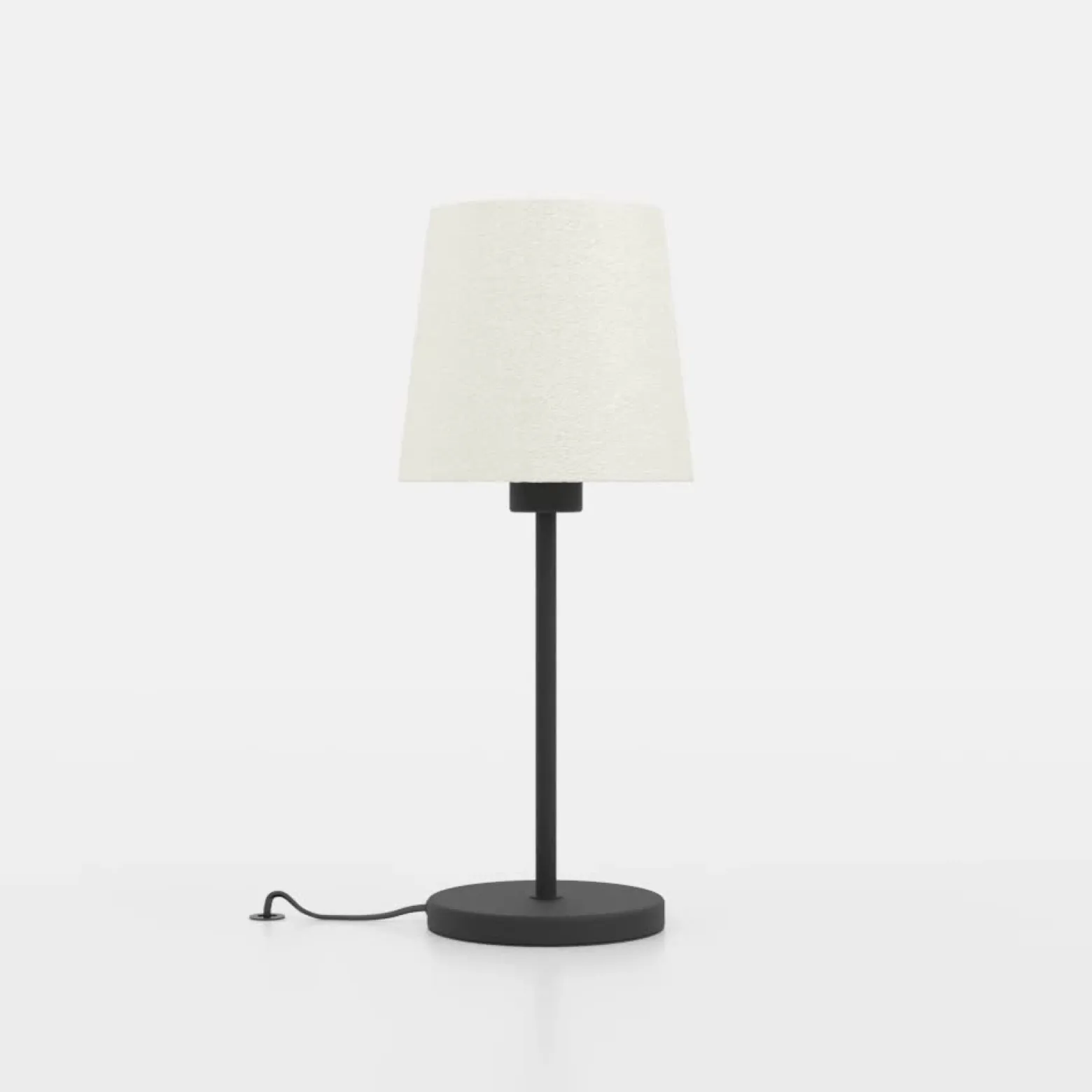 Lámpara de mesa Febres, altura 44 cm, blanco y negro, acero y tela