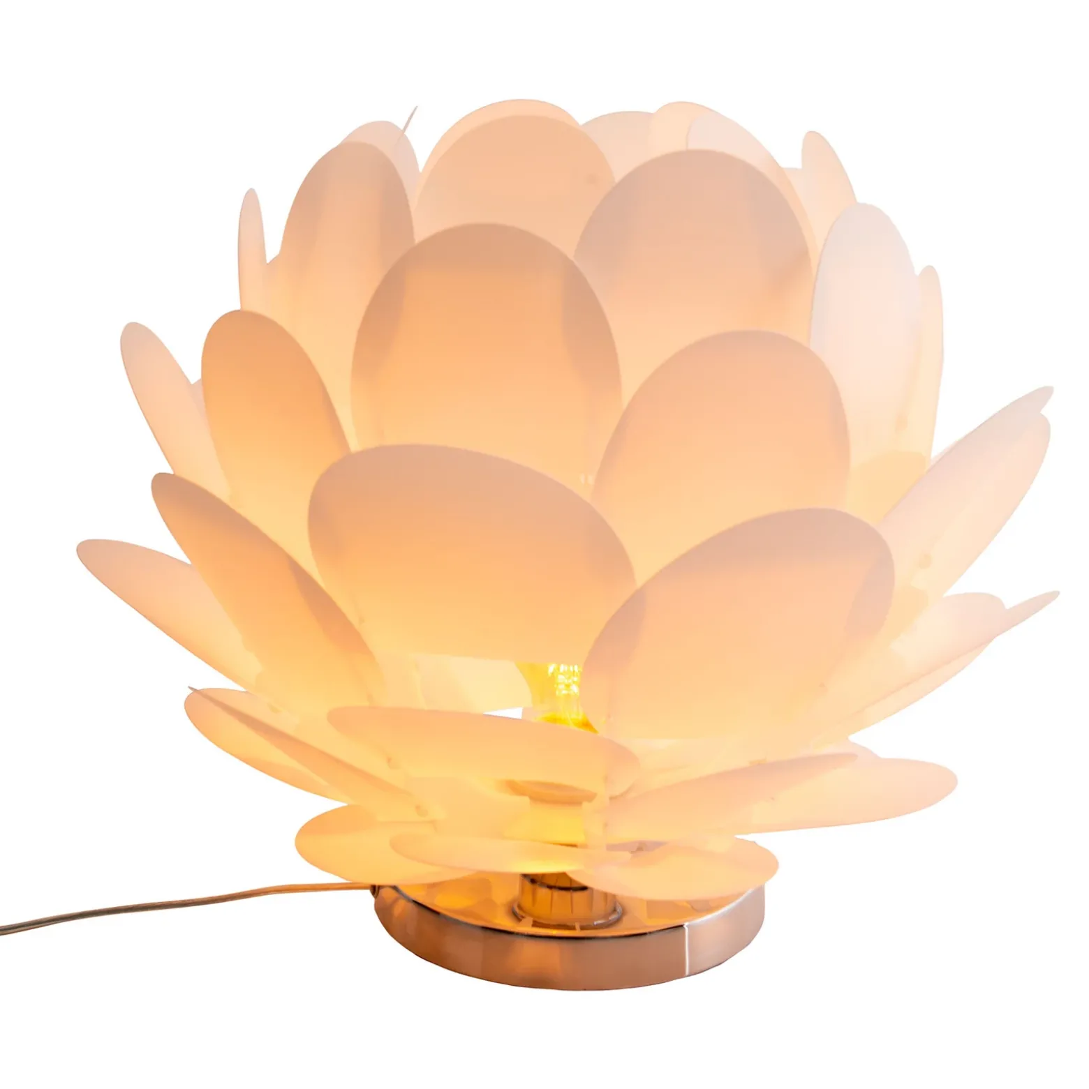 Lámpara de mesa Fora en forma de flor, blanco