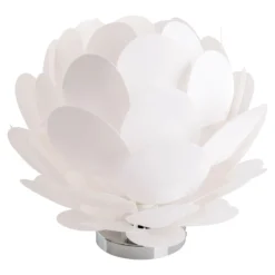 Lámpara de mesa Fora en forma de flor, blanco