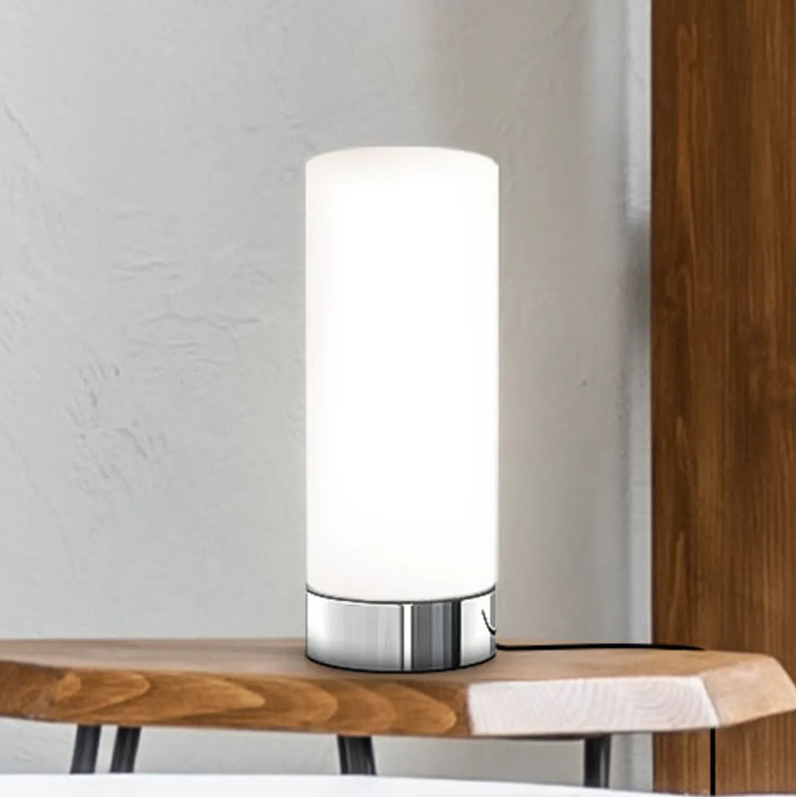 Lámpara de mesa Gari, altura 24,5 cm, cromado/blanco, cristal, E14