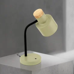 Lámpara de mesa Gili, verde claro, acero, altura 35 cm, E27