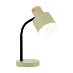 Lámpara de mesa Gili, verde claro, acero, altura 35 cm, E27
