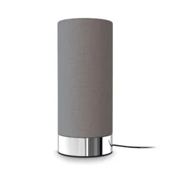 Lámpara de mesa Gloris, gris, textil, altura 24,4 cm, E14, atenuador