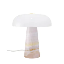 Lámpara de mesa Glossy, rosa/blanco, altura 24 cm, mármol/vidrio