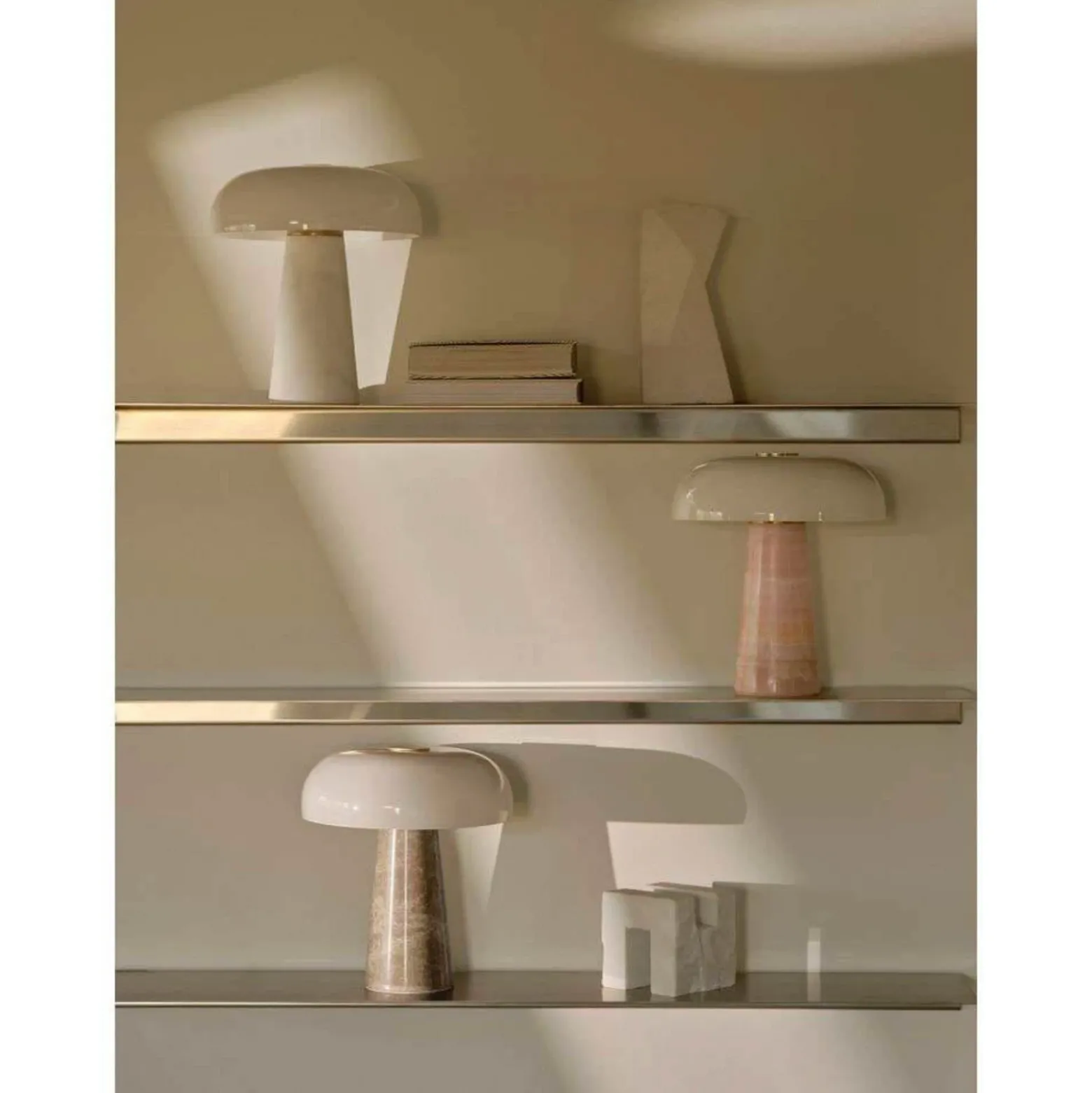 Lámpara de mesa Glossy, rosa/blanco, altura 24 cm, mármol/vidrio