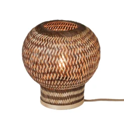 Lámpara de mesa GOOD & MOJO Barbados, marrón, Ø 25 cm, bambú, E27