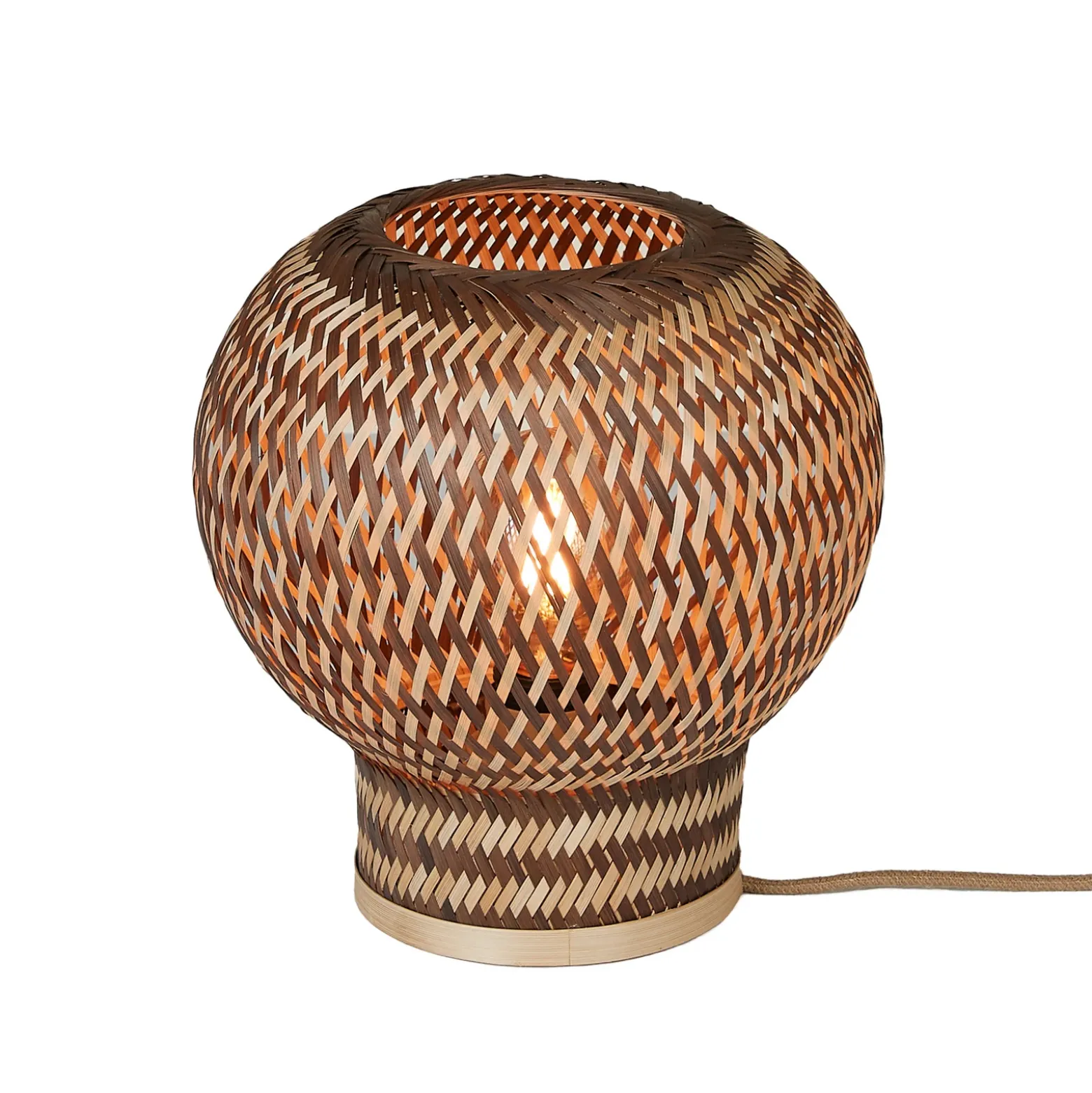 Lámpara de mesa GOOD & MOJO Barbados, marrón, Ø 25 cm, bambú, E27