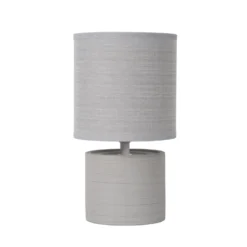 Lámpara de mesa Greasby con pantalla textil, gris