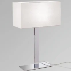 Lámpara de mesa Grigor con pantalla de lino blanco