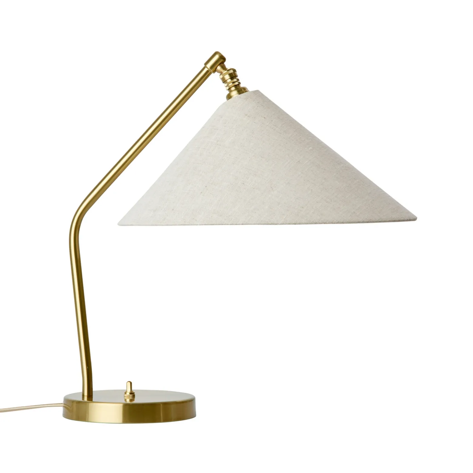 Lámpara de mesa Gubi Gräshoppa, blanca, metal/tejido, E14